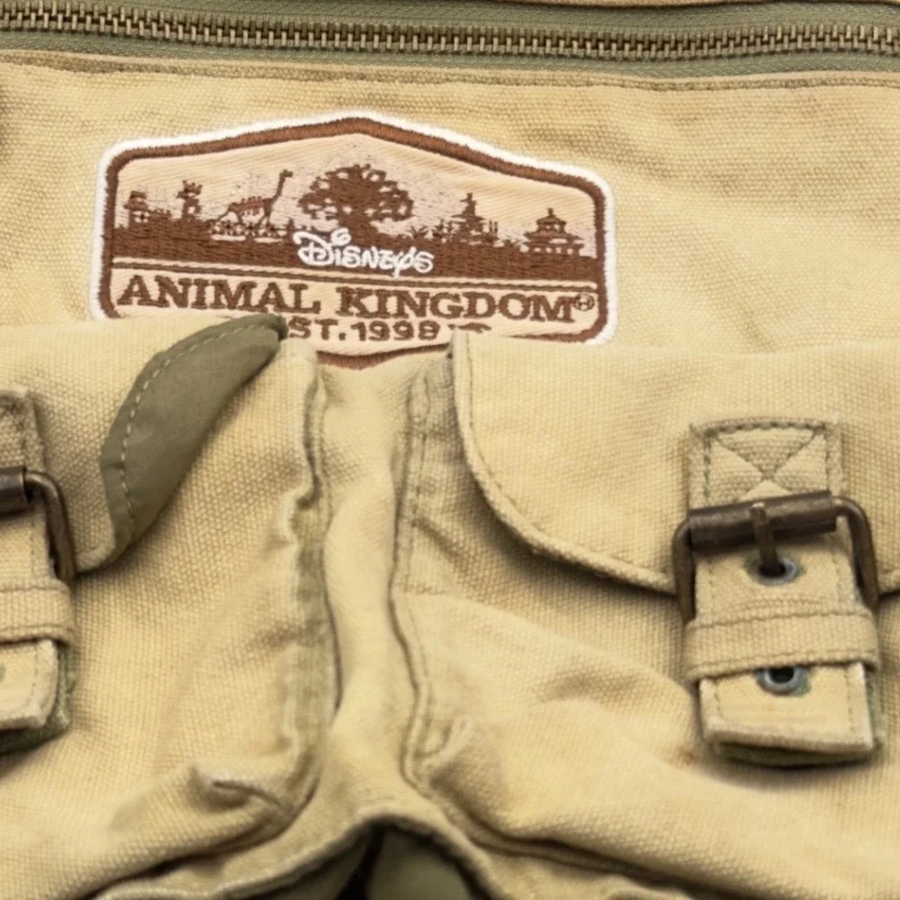Disney Animal Kingdom Messenger Bag Khaki Canvas Crossbody Safari Field Bag 1998